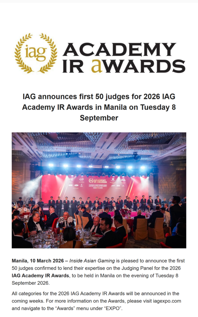 IAG announces first 50 judges for 2026 IAG Academy IR Awards in Manila on Tuesday 8 September