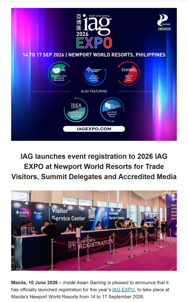 IAG launches event registration to 2026 IAG EXPO at Newport World Resorts for Trade Visitors, Summit Delegates and Accredited Media