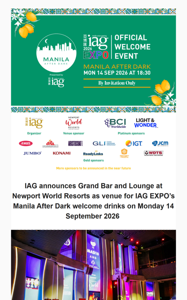Grand Bar and Lounge at Newport World Resorts named venue for IAG EXPO’s Manila After Dark welcome event