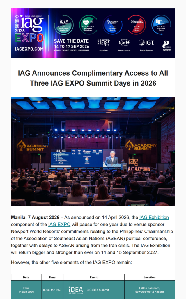 IAG announces complimentary access to all three IAG EXPO summit days in 2026