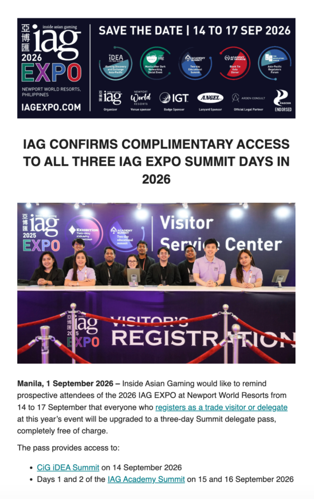 IAG CONFIRMS COMPLIMENTARY ACCESS TO ALL THREE IAG EXPO SUMMIT DAYS IN 2026