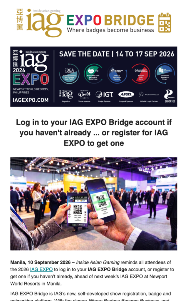 Log in to your IAG EXPO Bridge account if you haven’t already … or register for IAG EXPO to get one